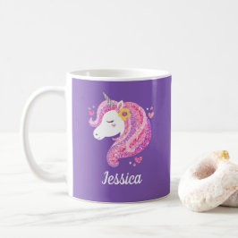 Cute Unicorn Personlig Namn Kaffemugg
