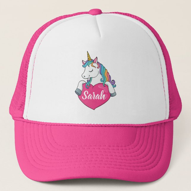 Cute Unicorn Personlig Namn  Keps (Framsida)