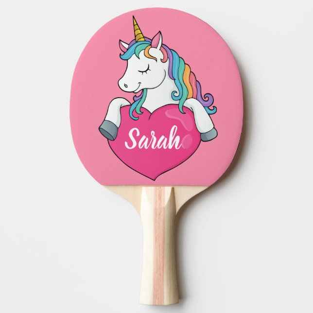 Cute Unicorn Personlig Namn  Pingisracket (Framsidan)