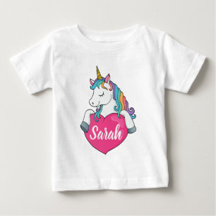 Cute Unicorn Personlig Namn T Shirt
