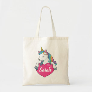 Cute Unicorn Personlig Namn Tygkasse