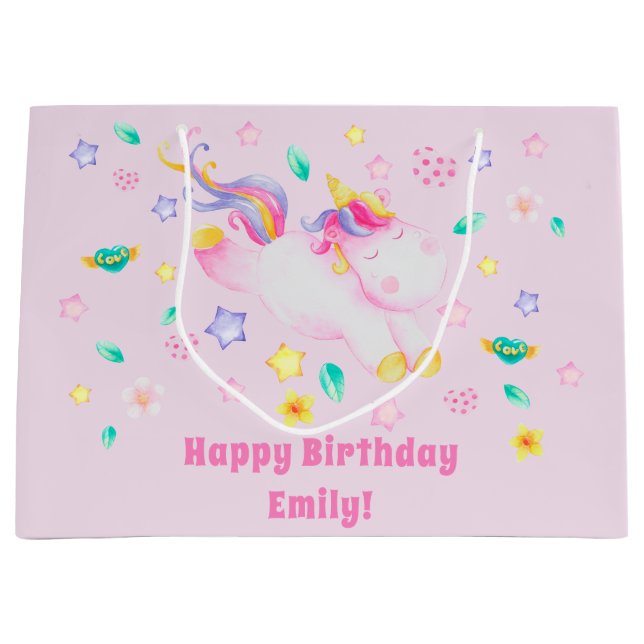 Cute Unicorn - Personlig Rosa Barns födelsedag (Framsidan)