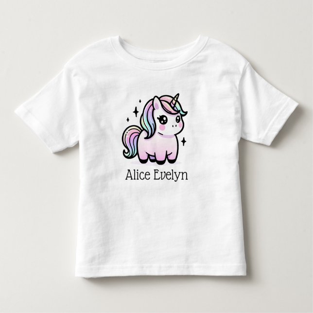 Cute Unicorn Personlig T Shirt (Framsida)