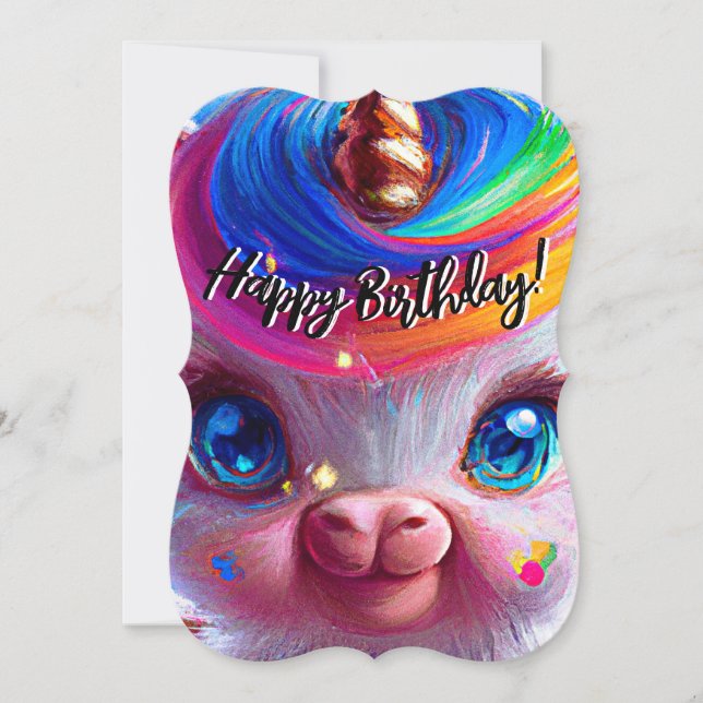 Cute Unicorn Piggy! Grattis på födelsedagen (Framsida)