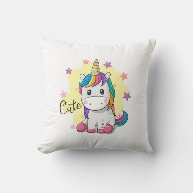 Cute Unicorn Pillows Kudde (Framsida)