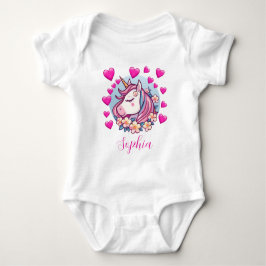 Cute Unicorn, Pink Hearts & Flowers, eget namn T Shirt