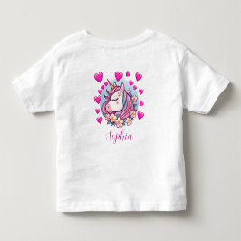 Cute Unicorn, Pink Hearts & Flowers, eget namn T Shirt