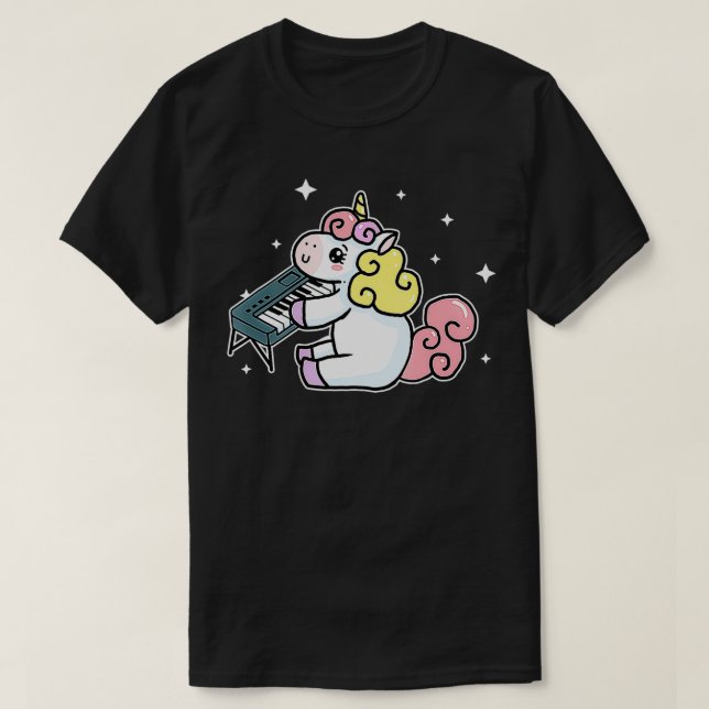 Cute Unicorn Playing Keyboard Gift Piano Lover  T Shirt (Design framsida)