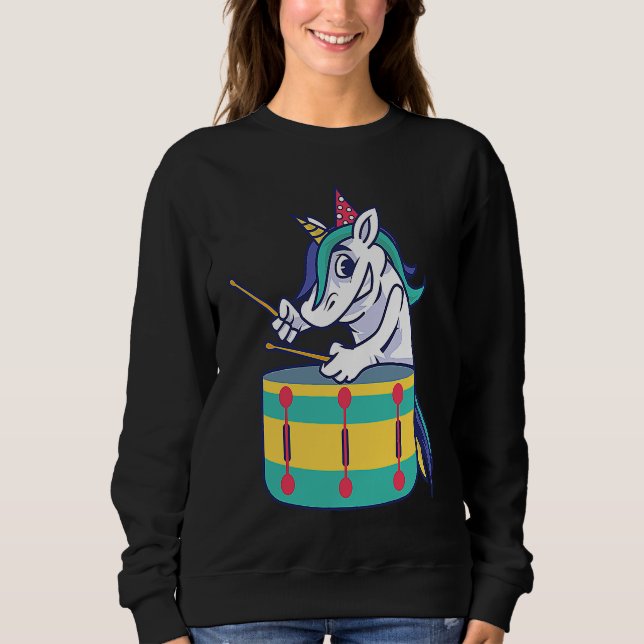 Cute Unicorn Playing Snare Percussion Snare Drumme T Shirt (Framsida)