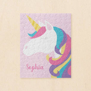 Cute Unicorn Polka Dot Personlig Kids Pussel