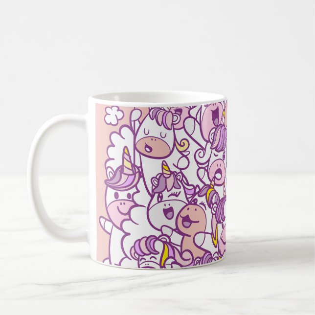 Cute Unicorn Pony: Magic Doodle Collection Kaffemugg (Vänster)