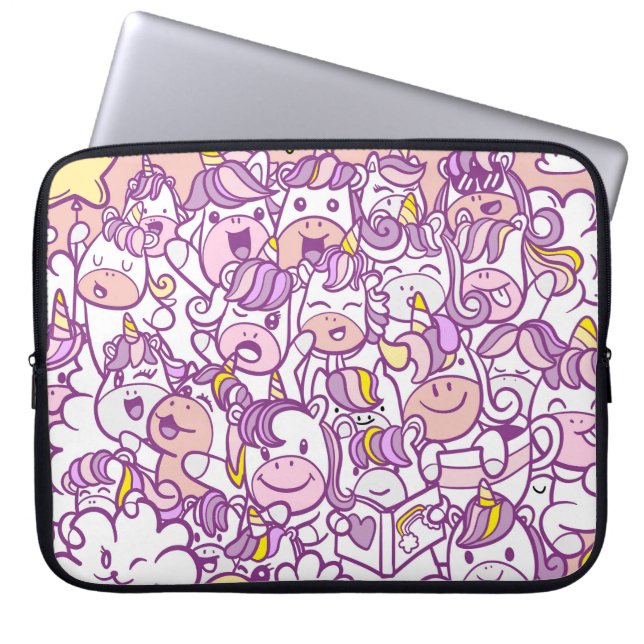 Cute Unicorn Pony: Magic Doodle Collection Laptop Fodral (Framsidan)