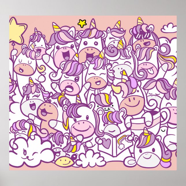 Cute Unicorn Pony: Magic Doodle Collection Poster (Framsidan)