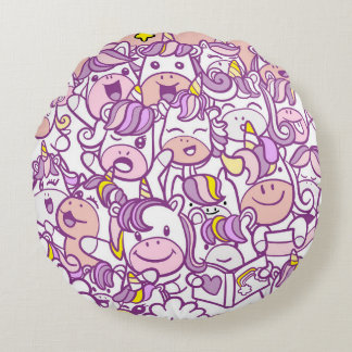 Cute Unicorn Pony: Magic Doodle Collection Rund Kudde