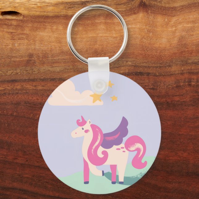 Cute Unicorn & Positive Vibes Only Keychain Nyckelring (Framsida)