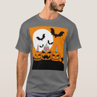 Cute Unicorn Pumpkin för Halloween T Shirt