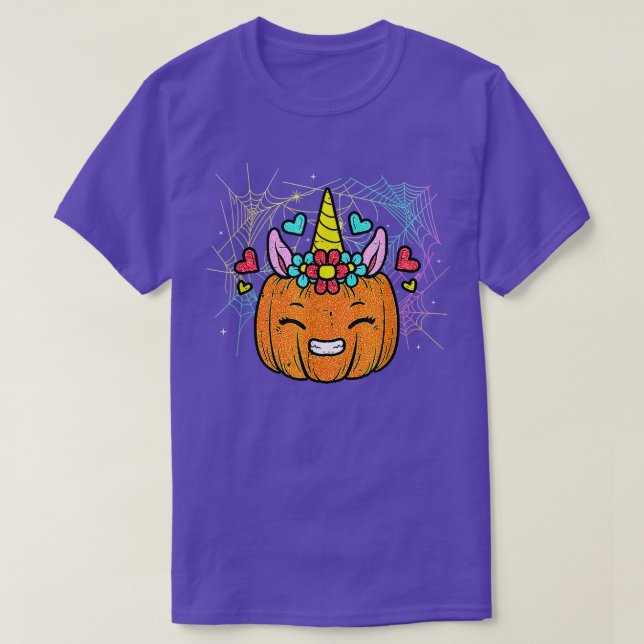 Cute Unicorn Pumpkin Funny Halloween Costume 526 T Shirt (Design framsida)