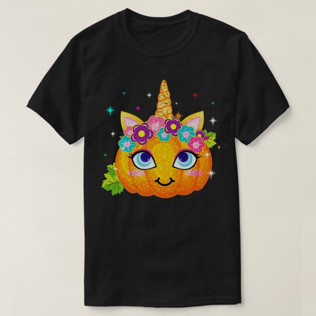 Cute Unicorn Pumpkin Funny Thanksgiving Halloween T Shirt (Design framsida)