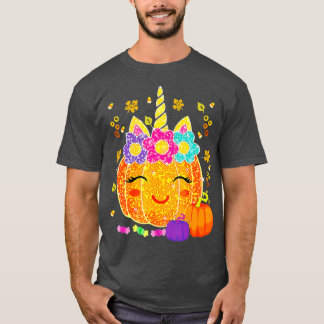 Cute Unicorn Pumpkin Halloween Thanksgiving Funny T Shirt