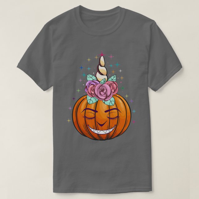 Cute Unicorn Pumpkin Halloween Thanksgiving Gift H T Shirt (Design framsida)
