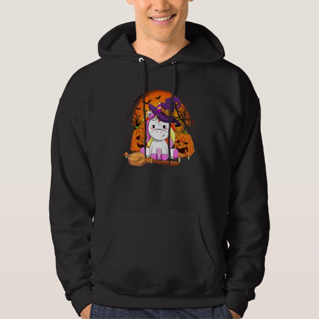 Cute Unicorn Pumpkin Halloween Thanksgiving Hallow Hoodie (Framsida)