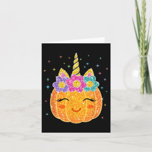 Cute Unicorn Pumpkin Halloween Thanksgiving Kort