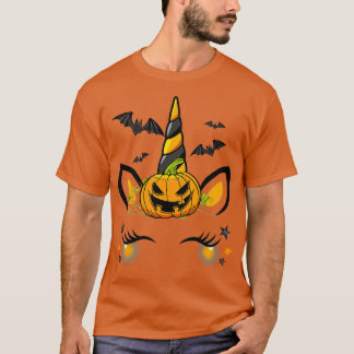 Cute Unicorn Pumpkin Kids Fladdermöss Halloween Th T Shirt