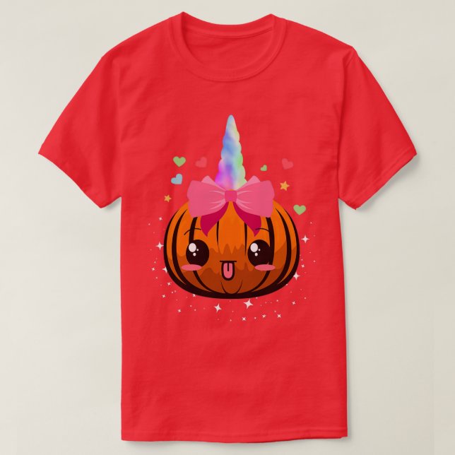 Cute Unicorn Pumpkin unicorn halloween children Cu T Shirt (Design framsida)