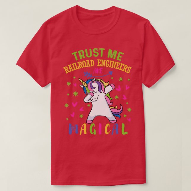 Cute Unicorn Railroad Ingenjör Gift T Shirt (Design framsida)