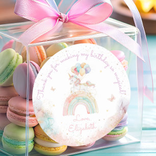 Cute Unicorn Rainbow Birthday Runt Klistermärke