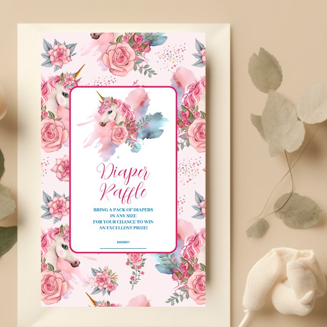 Cute Unicorn Rainbow Diapper Raffle Tilläggskort (Skapare uppladdad)