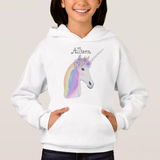 Cute Unicorn Rainbow Fantasy Flicks Personlig T Shirt (Framsida)
