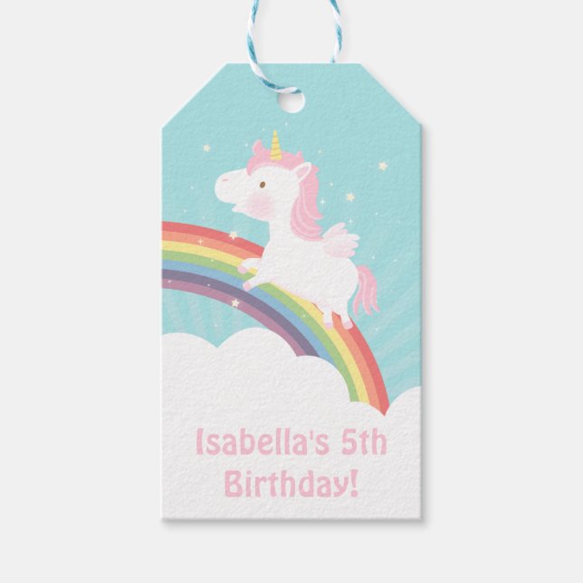 Cute Unicorn Rainbow Flick kalas Presentetikett (Framsidan)