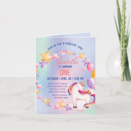 Cute Unicorn Rainbow-Födelsedagsfester Inbjudan
