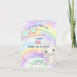 Cute Unicorn Rainbow-Födelsedagsfester Inbjudan