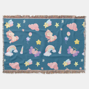 Cute Unicorn Rainbow hjärtballong star mönster Filt
