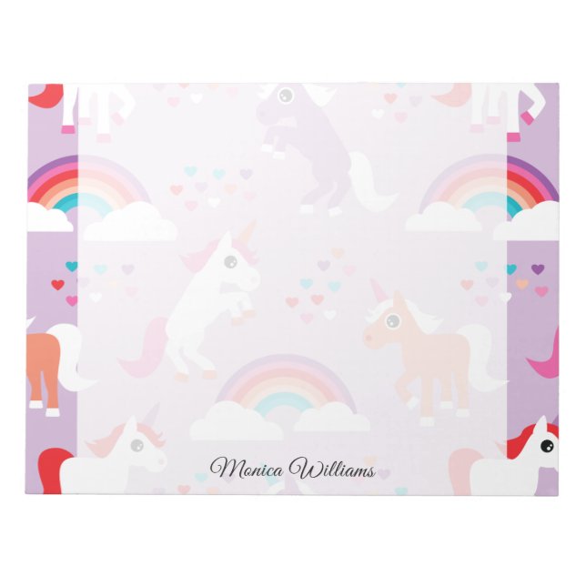 Cute Unicorn Rainbow Lila Anteckningsblock (Framsida)