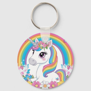 Cute Unicorn Rainbow Magic Fantasy Gift för barn Nyckelring