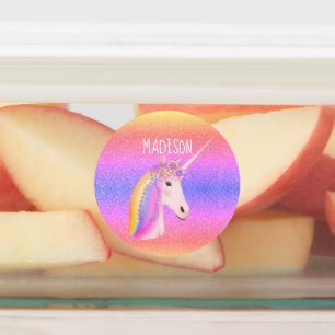 Cute Unicorn Rainbow Personlig Watersecure Klistermärke