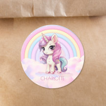 Cute Unicorn Rainbow School Personlig Namn