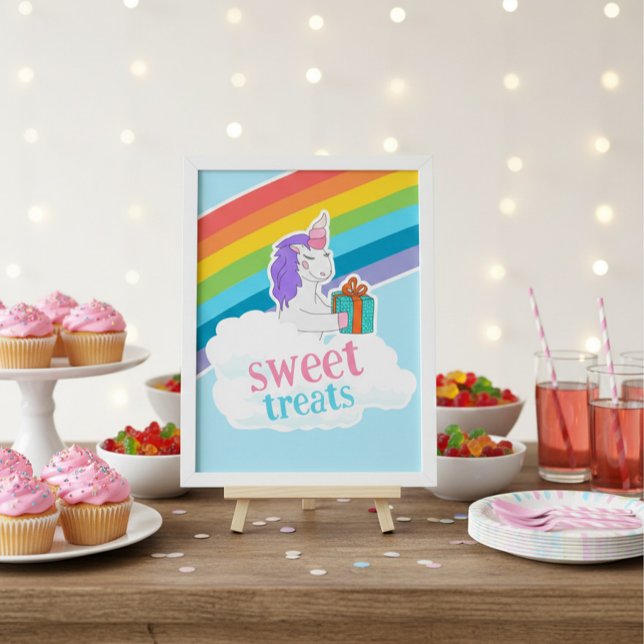 Cute Unicorn Rainbow Sweet Treats Birthday Poster (Skapare uppladdad)