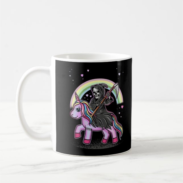 Cute Unicorn Reaper Pastel Goth Kawaii Kaffemugg (Vänster)