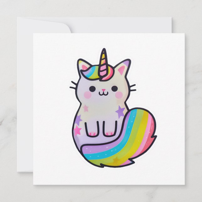 Cute unicorn-regnbåge inbjudningar (Framsida)