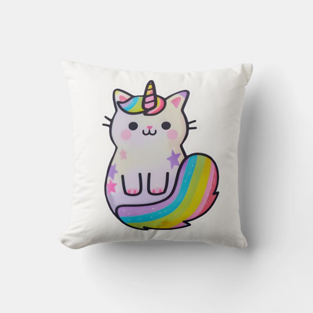 Cute unicorn-regnbåge kudde (Framsida)