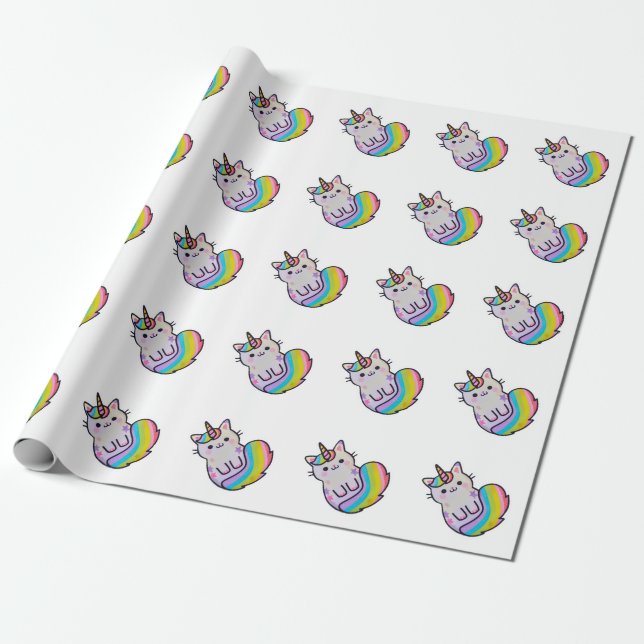 Cute unicorn-regnbåge presentpapper (Utrullad)