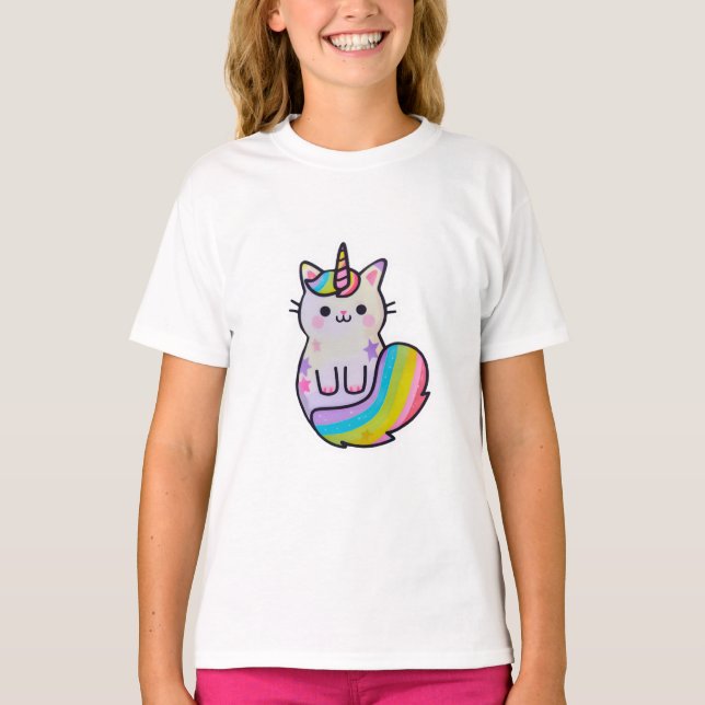 Cute unicorn-regnbåge t shirt (Framsida)