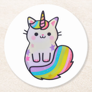 Cute unicorn-regnbåge underlägg papper rund