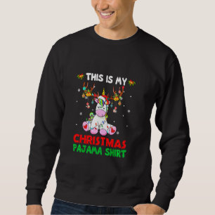 Cute Unicorn Reindeer Horns Ljus Det här är mitt J Lång Ärmad Tröja
