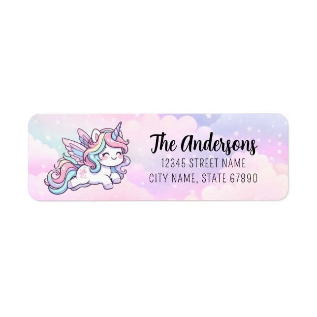 Cute Unicorn-Returetiketter Returadress Etikett (Framsidan)