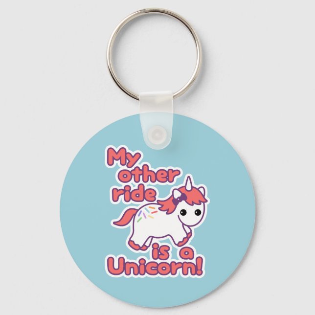 Cute Unicorn Ride Nyckelring (Framsida)